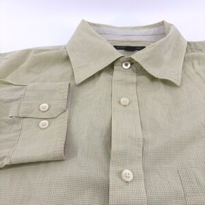 Banana Republic Men's L Lt Green Checkered Dress‎ Shirt Long Sleeve 100% Cotton
